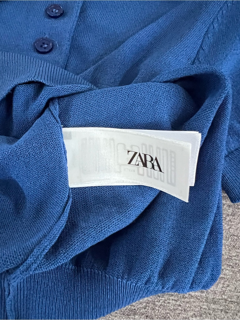 Zara Blue Lightweight Short-Sleeve Polo Knit Top - Picture 6 of 8